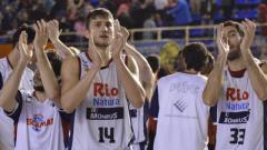 Celebració de l’equip de basquet Rio Natura Monbus Obradoiro