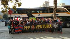 Autobús de Monbus na súa chegada a Mestalla