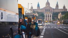 Buses of Monbus leaving Barcelona to the Viña Rock