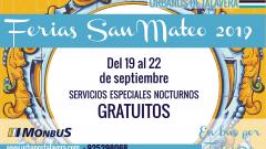 Cartel informativo servicios gratuitos Ferias de San Mateo 2019