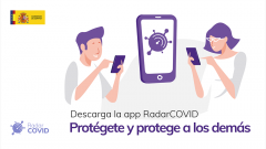 Cartel informativo da campaña de uso da app Radar COVID