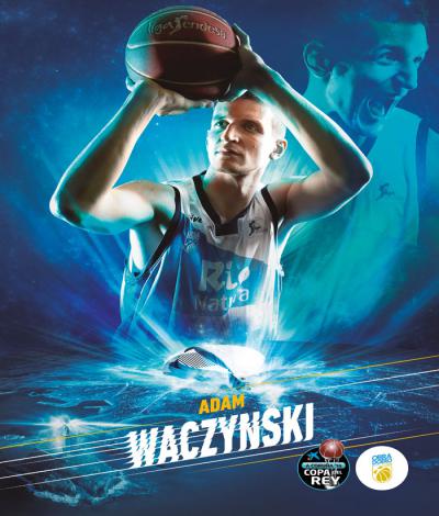 Cartel oficial da ACB do xogador Adam Waczynski.