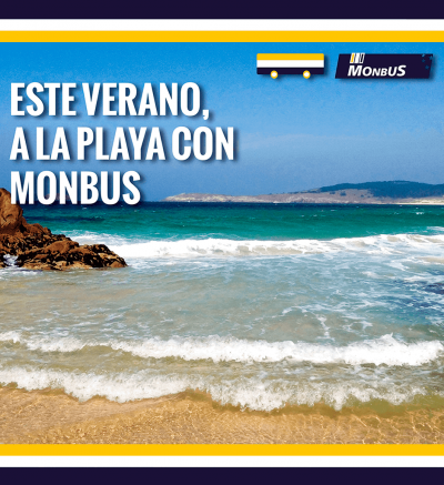Cartel promocional Á praia con Monbus