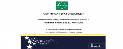 Guarantee certificate of environmental quality of bus service 88