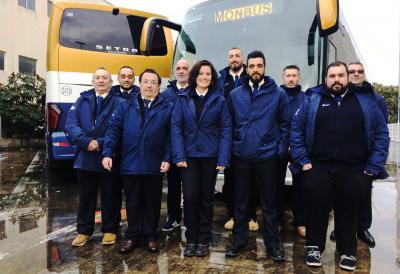 Employees of Monbus who will carry out bus services between Manresa Barcelona.