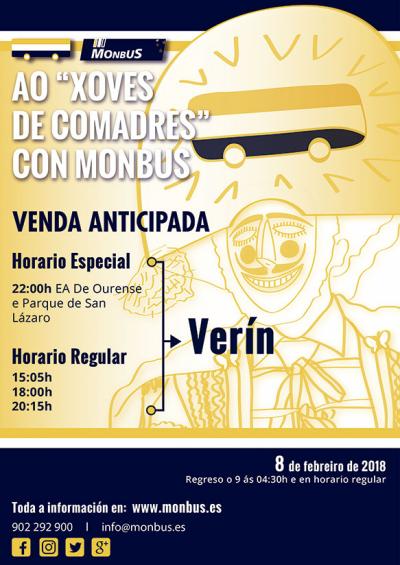 Monbus services to go to “Xoves de Comadres” in Verín