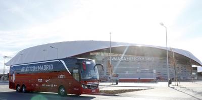 L’autobus officiel de l’Atletico de Madrid au Wanda Metropolitano