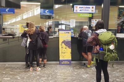 Passengers at the ticket office in Santiago de Compostela