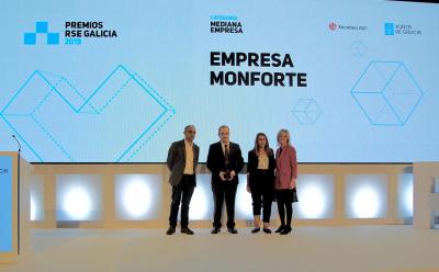 Raúl López i Alba López recollint el premi Galicia de RSE 2019