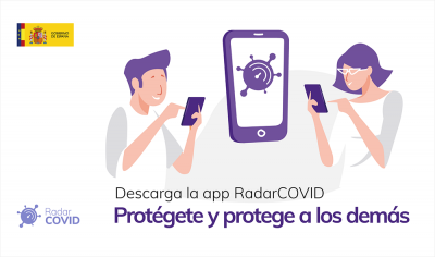 Cartel informativo da campaña de uso da app Radar COVID