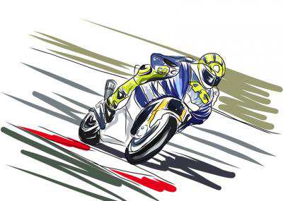 Ilustración de la carrera de motociclismo