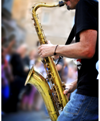 Musician playing a saxophone