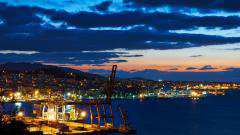 Vue nocturne du port de Vigo