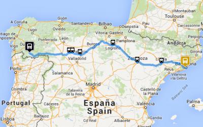 Mapa da ruta Xinzo de Limia - Barcelona en autobús de Monbus