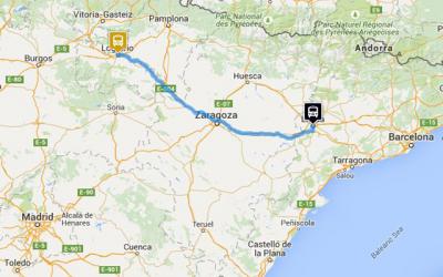 Mapa da ruta Lleida - Logroño en autobús de Monbus