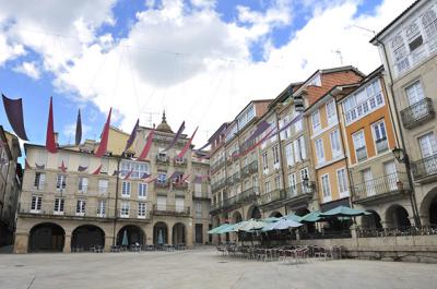 Plaza Mayor in the old town of Ourense-known as the spa town of Galicia