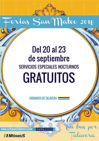 Cartel informativo servicios gratuitos Ferias de San Mateo 2018