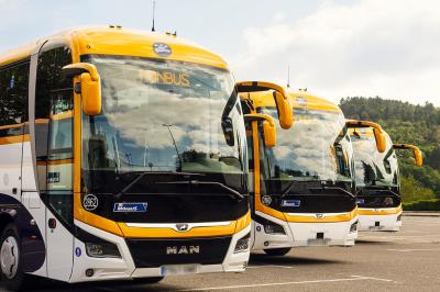 Modernos autobuses de la flota Monbus