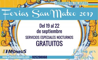 Cartel informativo servicios gratuitos Ferias de San Mateo 2019